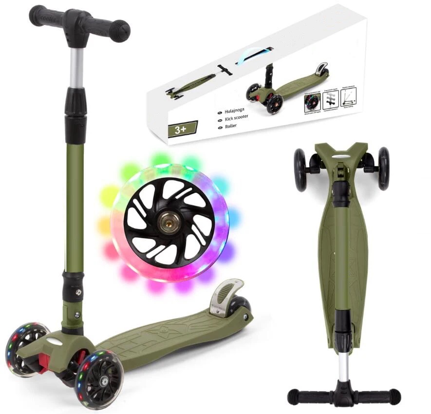 Adjustable Folding Kids Scooter with Flash Wheels